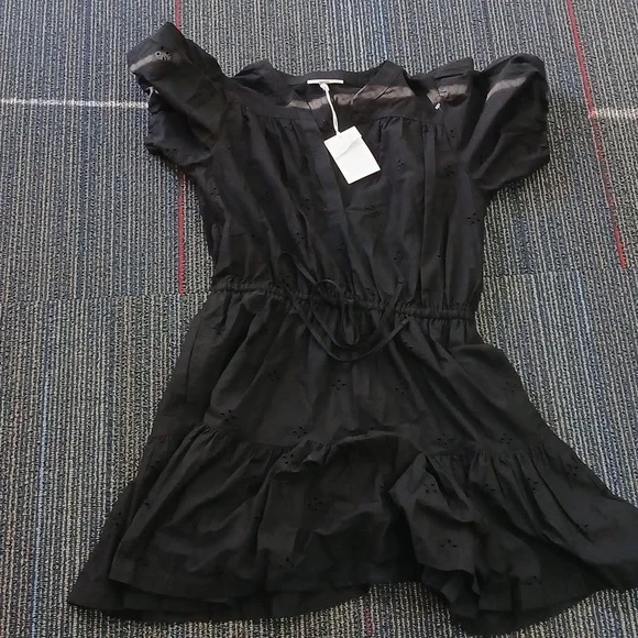 Nwt Free Assembly  Cotton Eyelet Tiered Mini Dress with Puff Sleeves, Med. - Picture 5 of 8